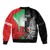 New Zealand and Wales Rugby Custom Bomber Jacket Aotearoa All Black Combine Welsh Dragon - Polynesian Pride