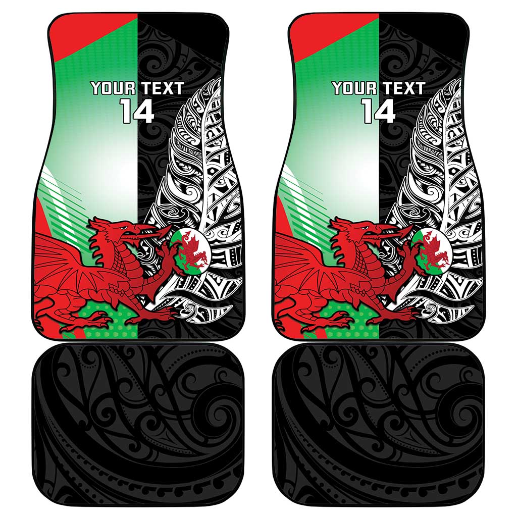 New Zealand and Wales Rugby Custom Car Mats Aotearoa All Black Combine Welsh Dragon - Polynesian Pride