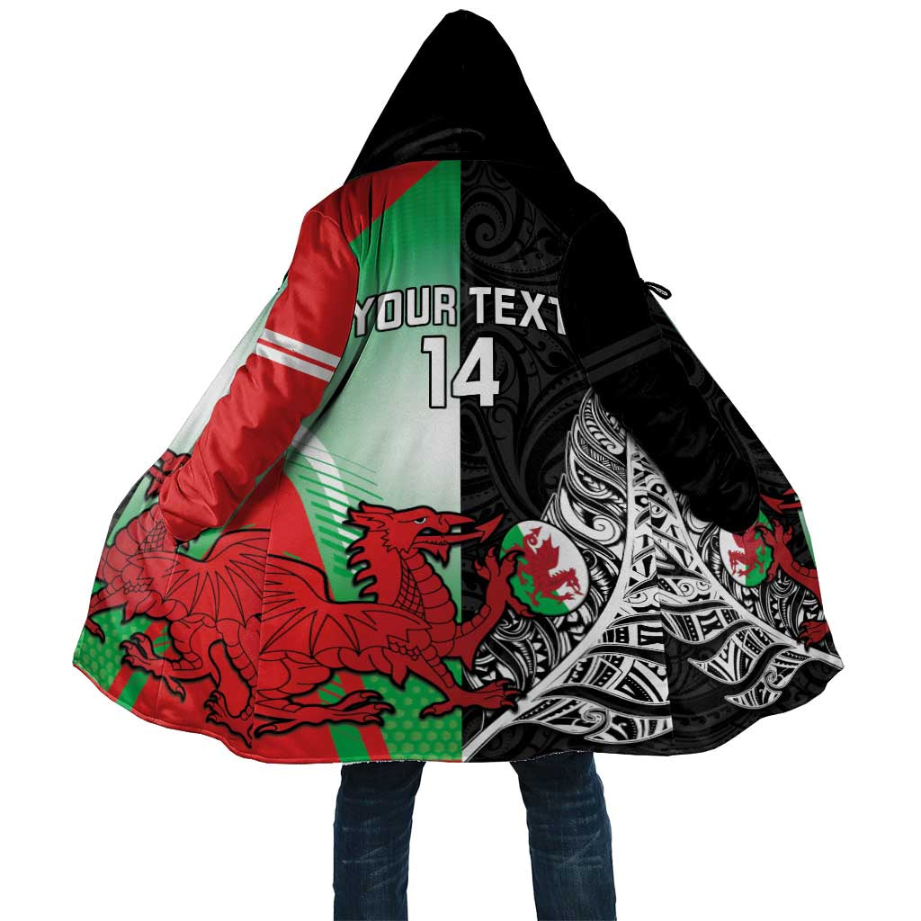 New Zealand and Wales Rugby Custom Cloak Aotearoa All Black Combine Welsh Dragon - Polynesian Pride