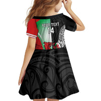 New Zealand and Wales Rugby Custom Family Matching Short Sleeve Bodycon Dress and Hawaiian Shirt Aotearoa All Black Combine Welsh Dragon - Polynesian Pride