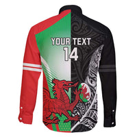 New Zealand and Wales Rugby Custom Family Matching Short Sleeve Bodycon Dress and Hawaiian Shirt Aotearoa All Black Combine Welsh Dragon - Polynesian Pride