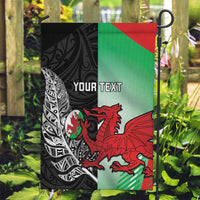 New Zealand and Wales Rugby Custom Garden Flag Aotearoa All Black Combine Welsh Dragon - Polynesian Pride
