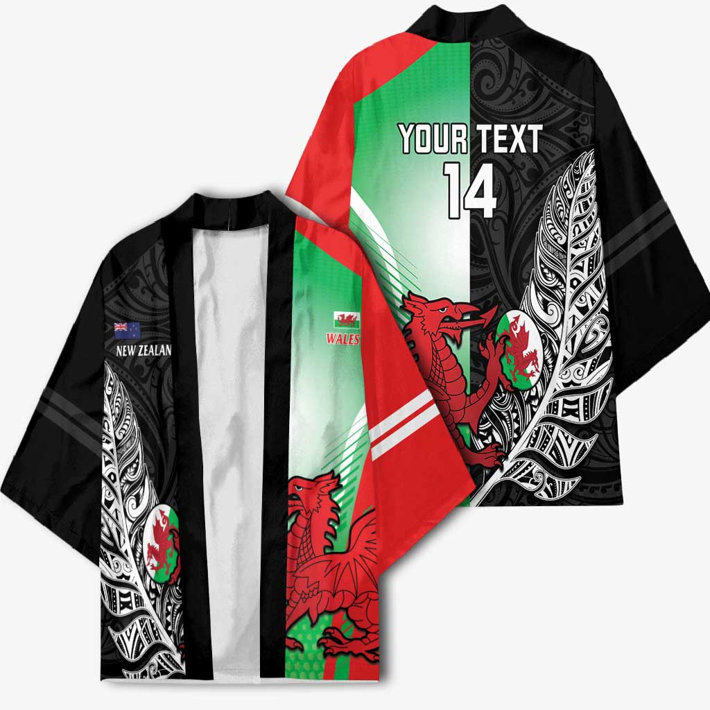 New Zealand and Wales Rugby Custom Kimono Aotearoa All Black Combine Welsh Dragon - Polynesian Pride