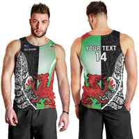 New Zealand and Wales Rugby Custom Men Tank Top Aotearoa All Black Combine Welsh Dragon - Polynesian Pride