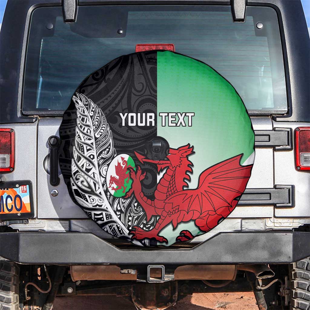 New Zealand and Wales Rugby Custom Spare Tire Cover Aotearoa All Black Combine Welsh Dragon - Polynesian Pride