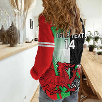 New Zealand and Wales Rugby Custom Women Casual Shirt Aotearoa All Black Combine Welsh Dragon - Polynesian Pride