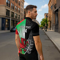New Zealand and Wales Rugby Custom Zipper Polo Shirt Aotearoa All Black Combine Welsh Dragon - Polynesian Pride