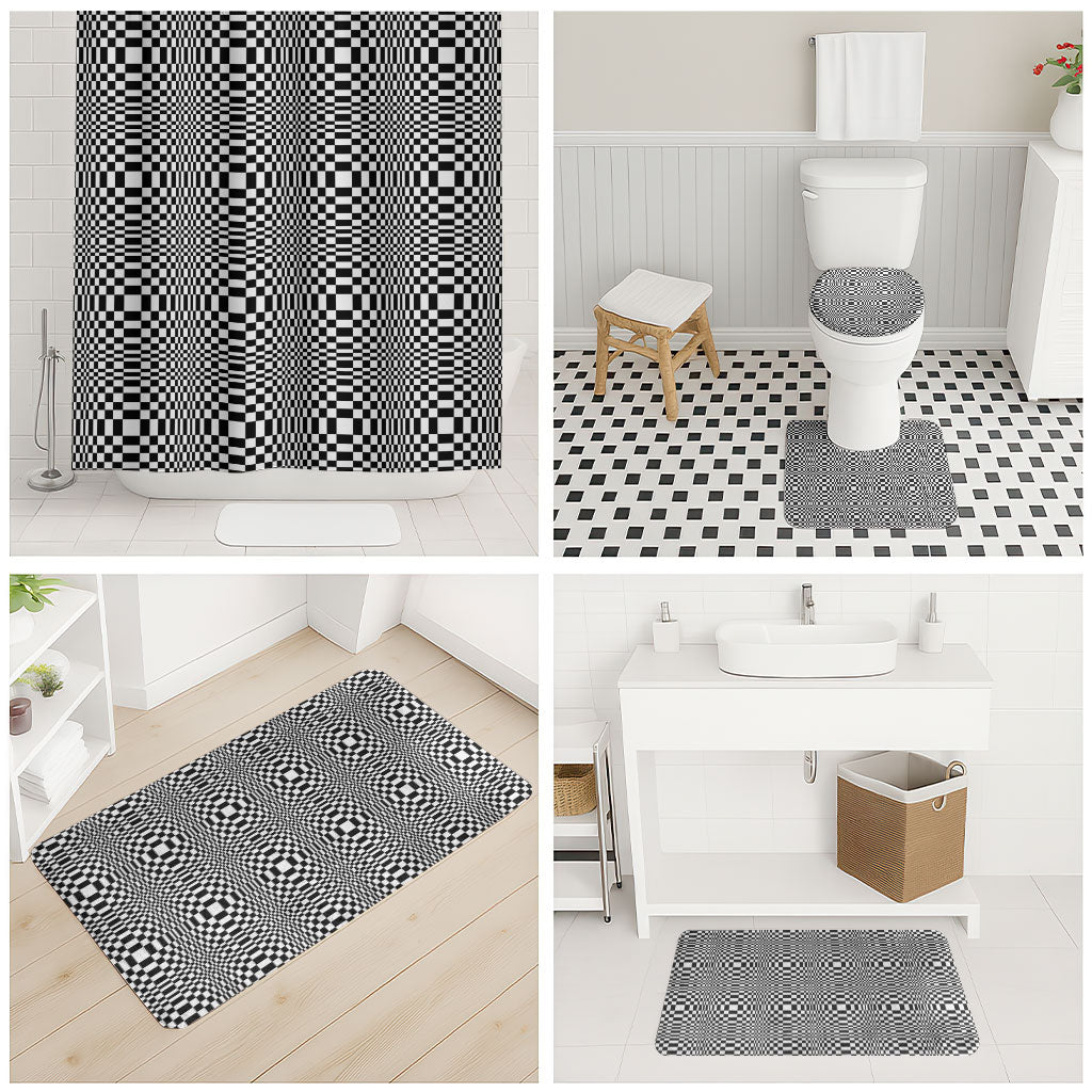 Black White Filipino Binakol Motifs Bathroom Set Mabuhay Philippines Festival Kusikus Pattern LT14 - Polynesian Pride