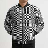 Black White Filipino Binakol Motifs Bomber Puffer Jacket Mabuhay Philippines Festival Kusikus Pattern LT14 - Polynesian Pride