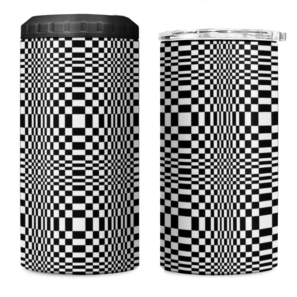 Black White Filipino Binakol Motifs 4 in 1 Can Cooler Tumbler Mabuhay Philippines Festival Kusikus Pattern LT14 One Size: 16 oz Black - Polynesian Pride