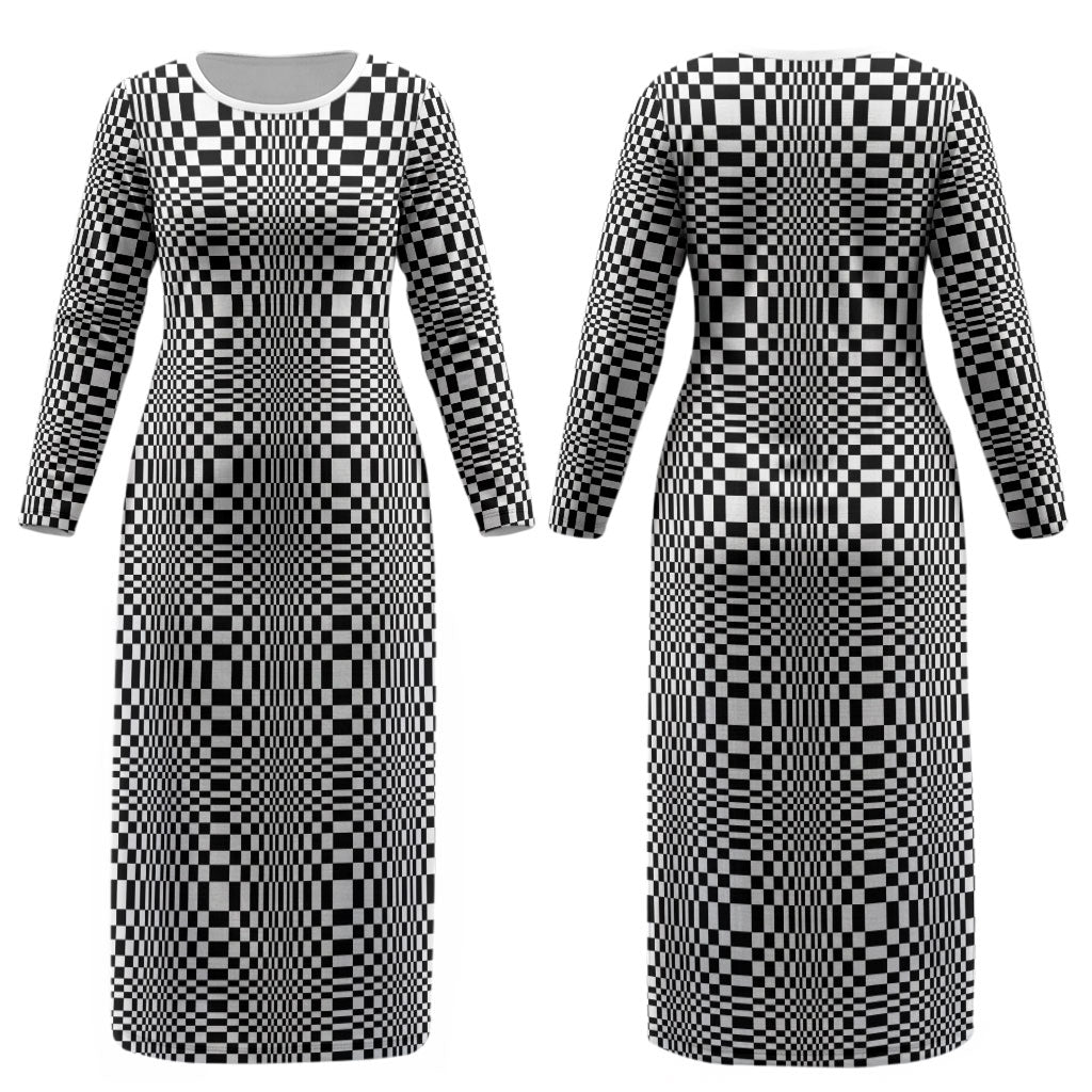 Black White Filipino Binakol Motifs Couples Matching Long Sleeve Bodycon Dress and Hawaiian Shirt Mabuhay Philippines Festival Kusikus Pattern LT14 - Polynesian Pride