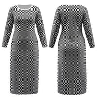 Black White Filipino Binakol Motifs Couples Matching Long Sleeve Bodycon Dress and Hawaiian Shirt Mabuhay Philippines Festival Kusikus Pattern LT14 - Polynesian Pride
