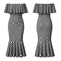 Black White Filipino Binakol Motifs Couples Matching Mermaid Dress and Hawaiian Shirt Mabuhay Philippines Festival Kusikus Pattern LT14 - Polynesian Pride
