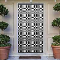 Black White Filipino Binakol Motifs Door Cover Mabuhay Philippines Festival Kusikus Pattern LT14 Black - Polynesian Pride
