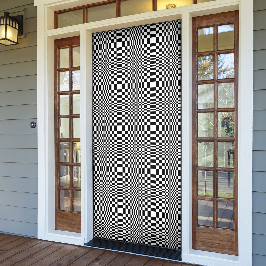 Black White Filipino Binakol Motifs Door Cover Mabuhay Philippines Festival Kusikus Pattern LT14 - Polynesian Pride