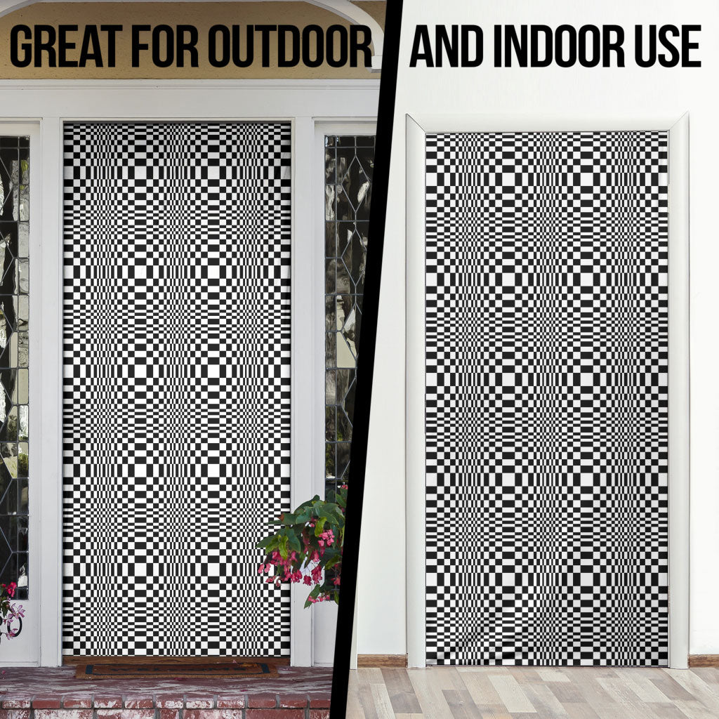 Black White Filipino Binakol Motifs Door Cover Mabuhay Philippines Festival Kusikus Pattern LT14 - Polynesian Pride