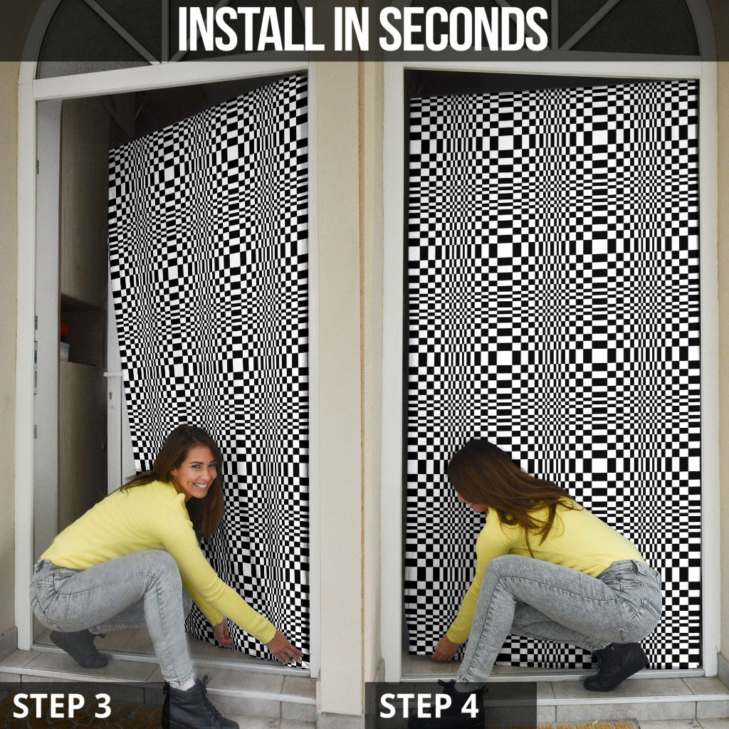 Black White Filipino Binakol Motifs Door Cover Mabuhay Philippines Festival Kusikus Pattern LT14 - Polynesian Pride