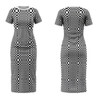 Black White Filipino Binakol Motifs Family Matching Short Sleeve Bodycon Dress and Hawaiian Shirt Mabuhay Philippines Festival Kusikus Pattern LT14 Mom's Dress Black - Polynesian Pride