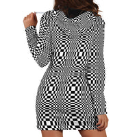 Black White Filipino Binakol Motifs Hoodie Dress Mabuhay Philippines Festival Kusikus Pattern LT14 - Polynesian Pride
