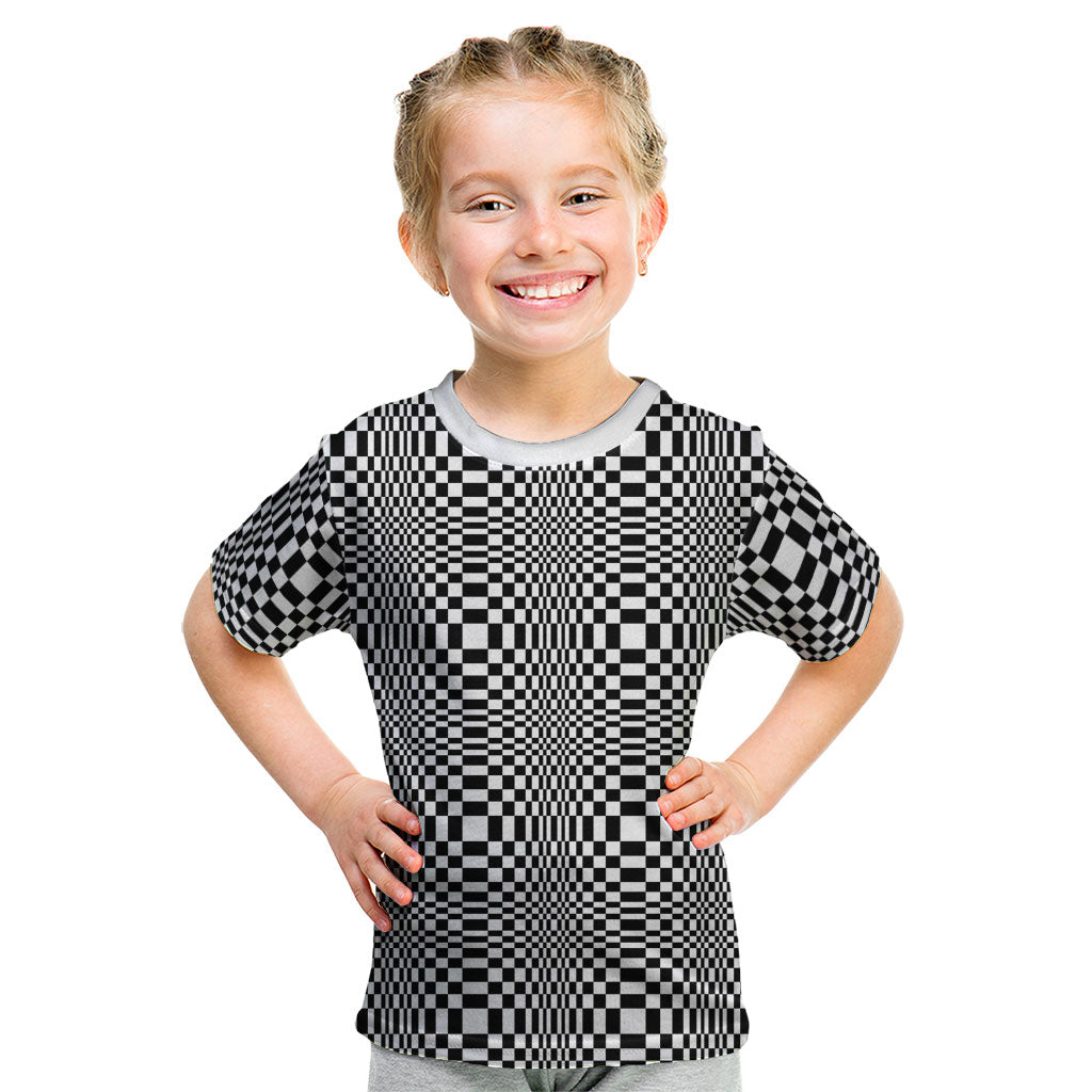 Black White Filipino Binakol Motifs Kid T Shirt Mabuhay Philippines Festival Kusikus Pattern LT14 Black - Polynesian Pride