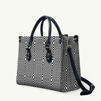 Black White Filipino Binakol Motifs Leather Bag Mabuhay Philippines Festival Kusikus Pattern LT14 Black - Polynesian Pride