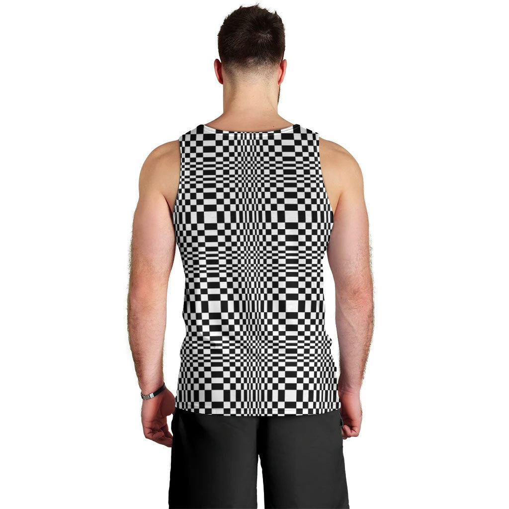 Black White Filipino Binakol Motifs Men Tank Top Mabuhay Philippines Festival Kusikus Pattern LT14 - Polynesian Pride