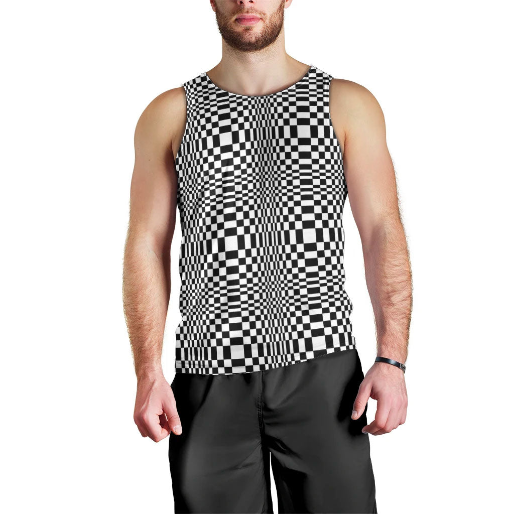 Black White Filipino Binakol Motifs Men Tank Top Mabuhay Philippines Festival Kusikus Pattern LT14 - Polynesian Pride