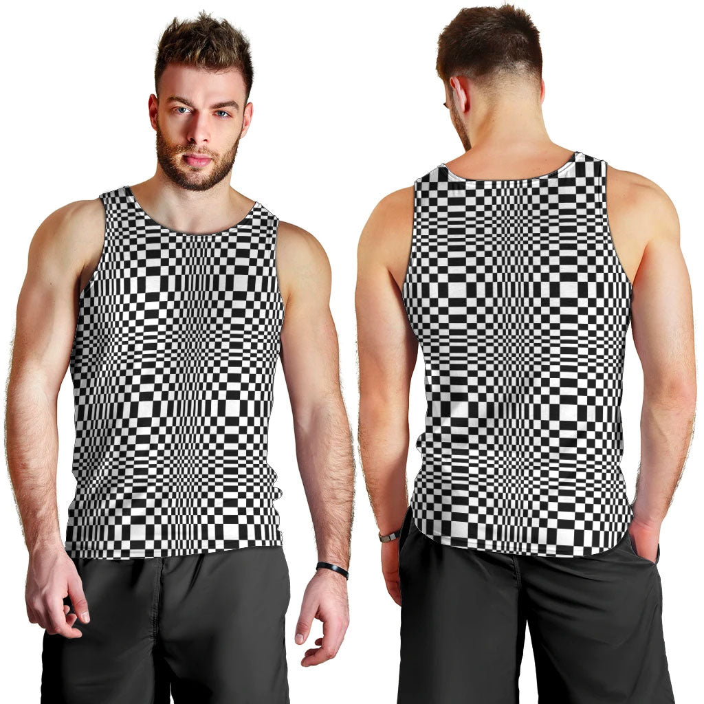 Black White Filipino Binakol Motifs Men Tank Top Mabuhay Philippines Festival Kusikus Pattern LT14 - Polynesian Pride