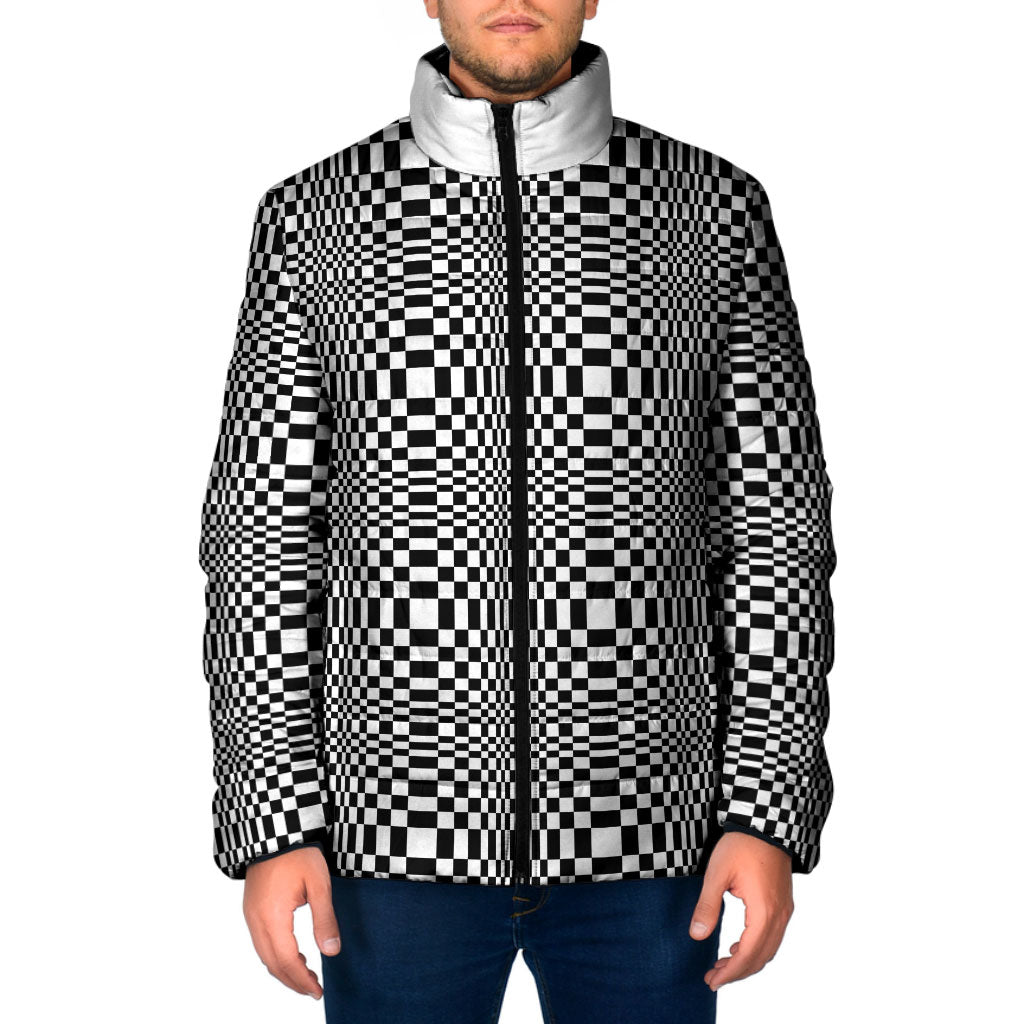 Black White Filipino Binakol Motifs Padded Jacket Mabuhay Philippines Festival Kusikus Pattern LT14 Men Black - Polynesian Pride