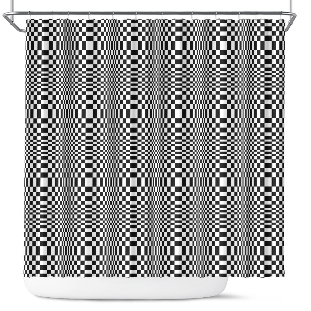 Black White Filipino Binakol Motifs Shower Curtain Mabuhay Philippines Festival Kusikus Pattern LT14 Black - Polynesian Pride