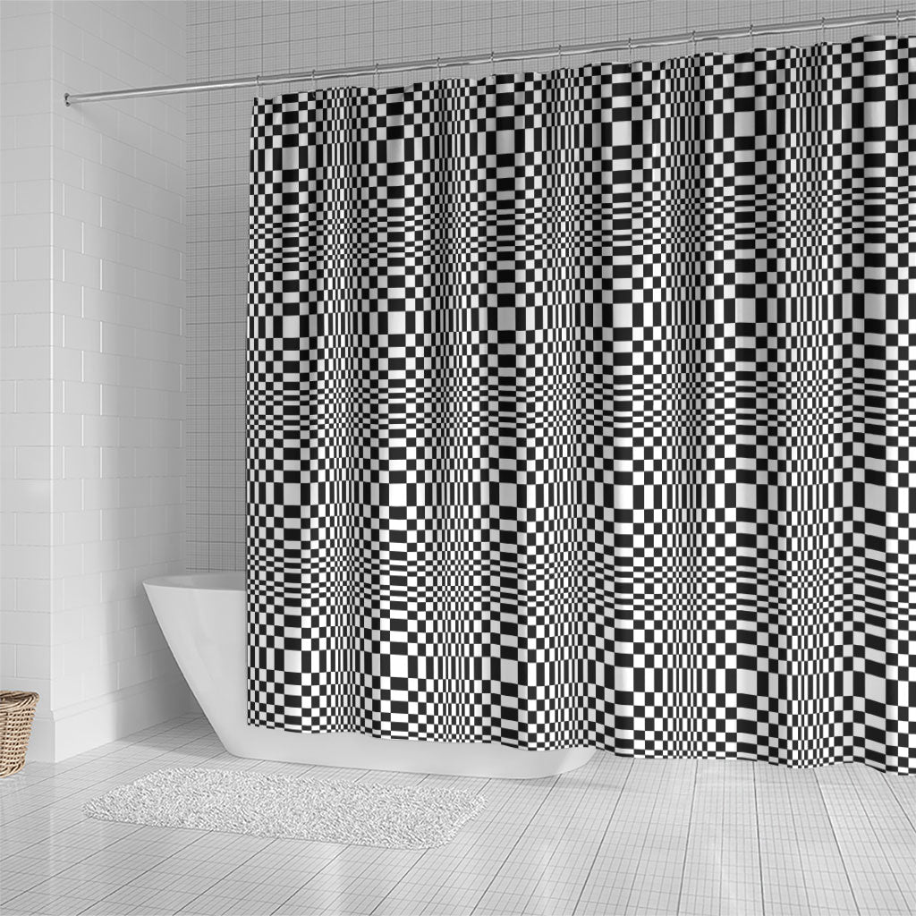 Black White Filipino Binakol Motifs Shower Curtain Mabuhay Philippines Festival Kusikus Pattern LT14 - Polynesian Pride