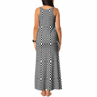 Black White Filipino Binakol Motifs Tank Maxi Dress Mabuhay Philippines Festival Kusikus Pattern LT14 - Polynesian Pride