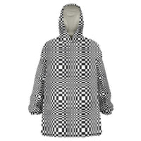 Black White Filipino Binakol Motifs Wearable Blanket Hoodie Mabuhay Philippines Festival Kusikus Pattern LT14 One Size Black - Polynesian Pride