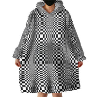 Black White Filipino Binakol Motifs Wearable Blanket Hoodie Mabuhay Philippines Festival Kusikus Pattern LT14 - Polynesian Pride