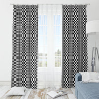 Black White Filipino Binakol Motifs Window Curtain Mabuhay Philippines Festival Kusikus Pattern LT14 - Polynesian Pride