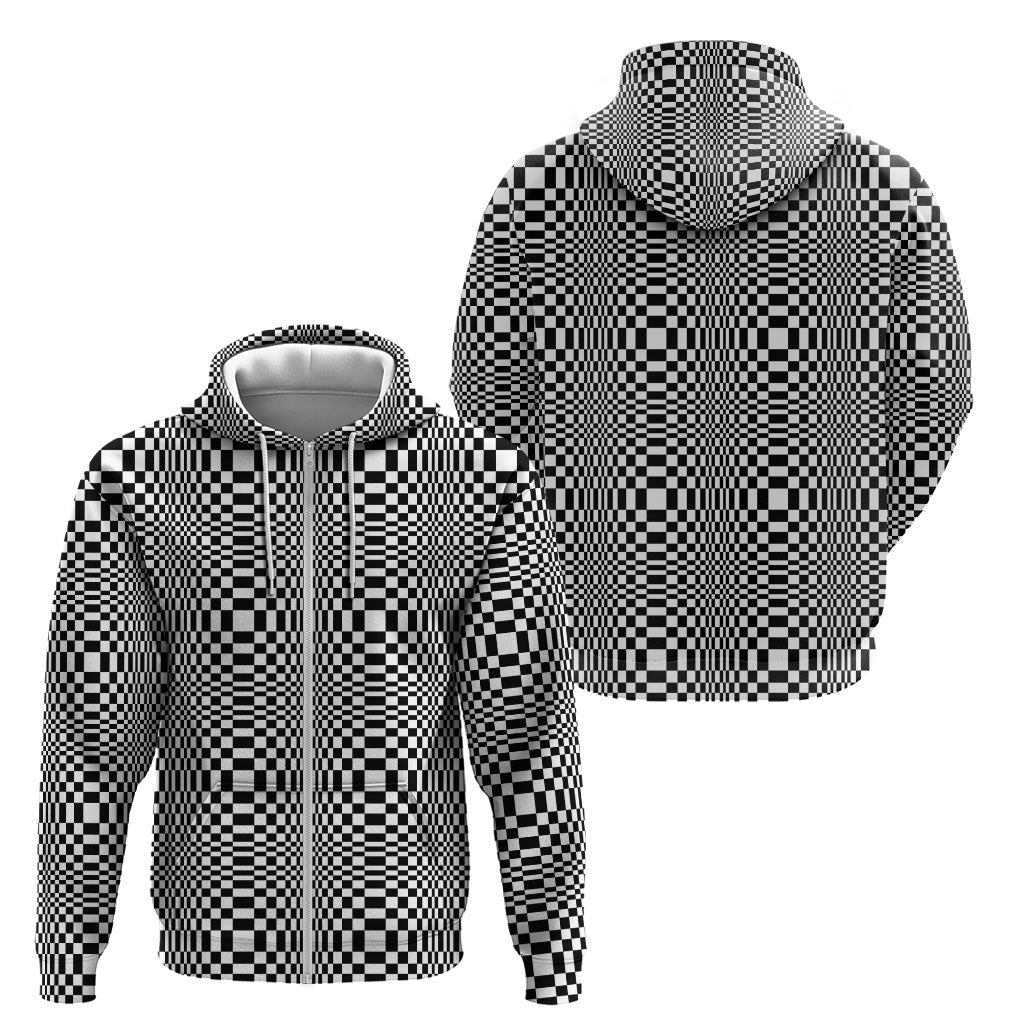 Black White Filipino Binakol Motifs Zip Hoodie Mabuhay Philippines Festival Kusikus Pattern LT14 - Polynesian Pride