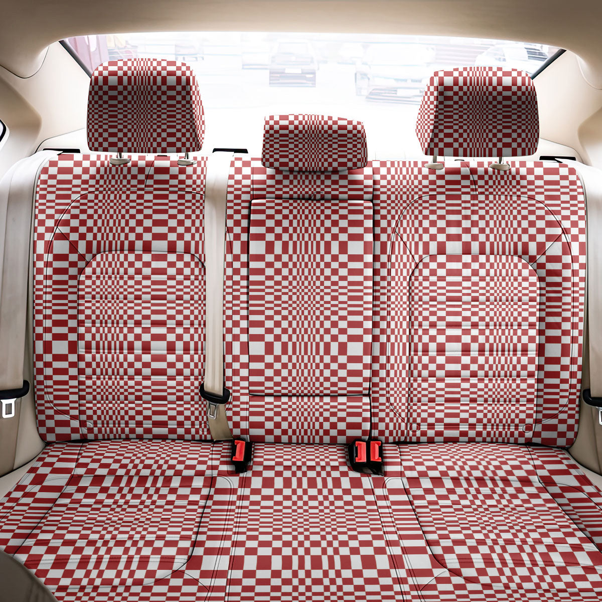 Red White Filipino Binakol Motifs Back Car Seat Cover Mabuhay Philippines Festival Kusikus Pattern LT14 - Polynesian Pride