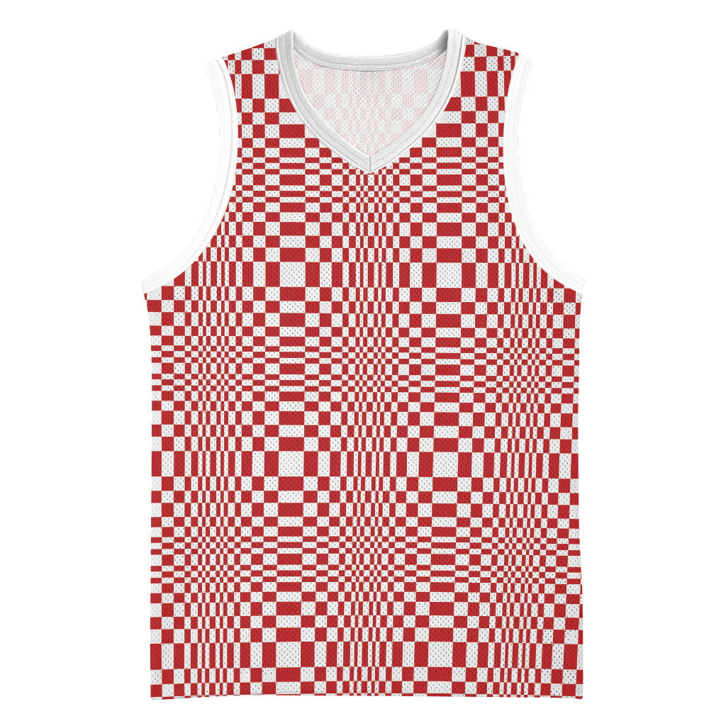 Red White Filipino Binakol Motifs Basketball Jersey Mabuhay Philippines Festival Kusikus Pattern LT14 Unisex Red - Polynesian Pride