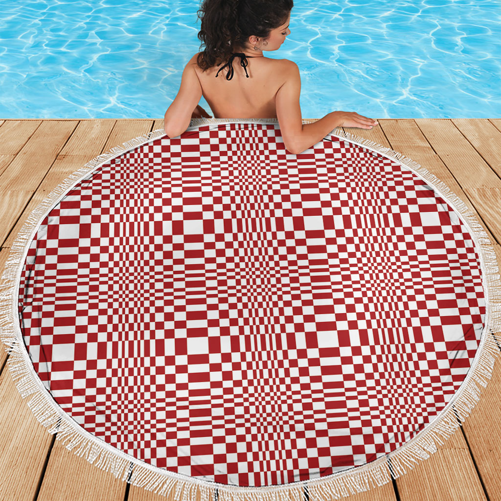 Red White Filipino Binakol Motifs Beach Blanket Mabuhay Philippines Festival Kusikus Pattern LT14 - Polynesian Pride