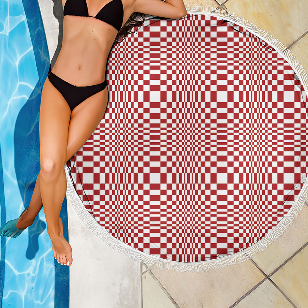 Red White Filipino Binakol Motifs Beach Blanket Mabuhay Philippines Festival Kusikus Pattern LT14 - Polynesian Pride