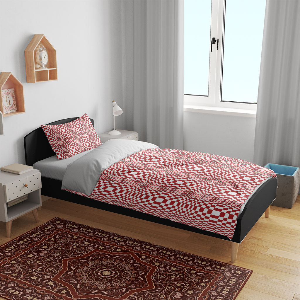 Red White Filipino Binakol Motifs Bedding Set Mabuhay Philippines Festival Kusikus Pattern LT14 - Polynesian Pride