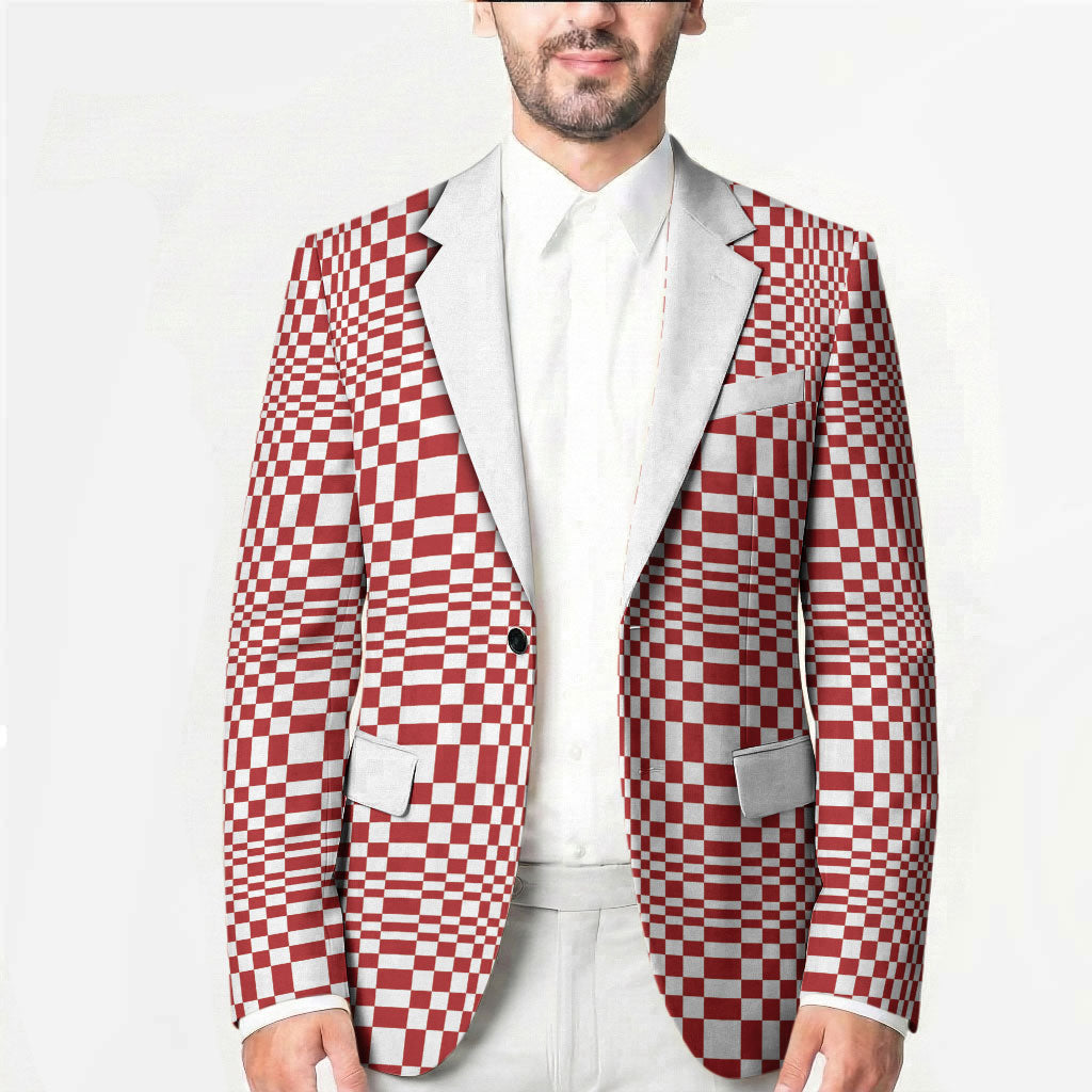Red White Filipino Binakol Motifs Blazer Mabuhay Philippines Festival Kusikus Pattern LT14 - Polynesian Pride