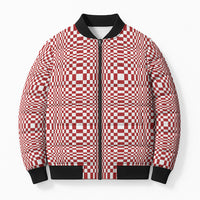 Red White Filipino Binakol Motifs Bomber Puffer Jacket Mabuhay Philippines Festival Kusikus Pattern LT14 Unisex Red - Polynesian Pride