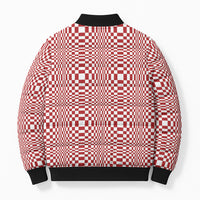Red White Filipino Binakol Motifs Bomber Puffer Jacket Mabuhay Philippines Festival Kusikus Pattern LT14 - Polynesian Pride