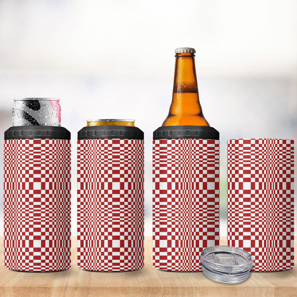 Red White Filipino Binakol Motifs 4 in 1 Can Cooler Tumbler Mabuhay Philippines Festival Kusikus Pattern LT14 - Polynesian Pride