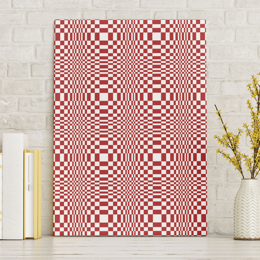Red White Filipino Binakol Motifs Canvas Wall Art Mabuhay Philippines Festival Kusikus Pattern
