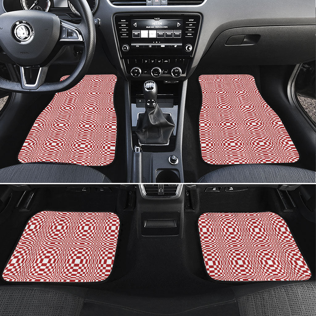 Red White Filipino Binakol Motifs Car Mats Mabuhay Philippines Festival Kusikus Pattern