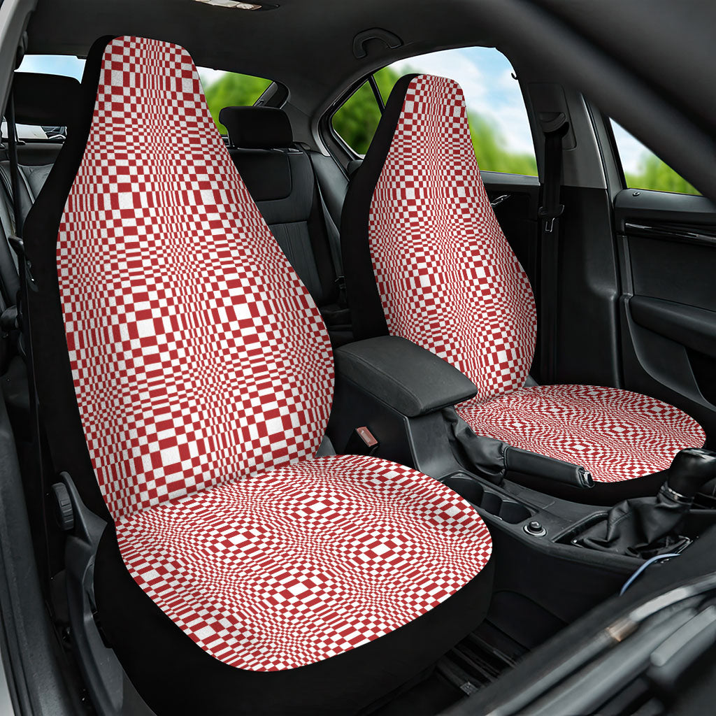Red White Filipino Binakol Motifs Car Seat Cover Mabuhay Philippines Festival Kusikus Pattern