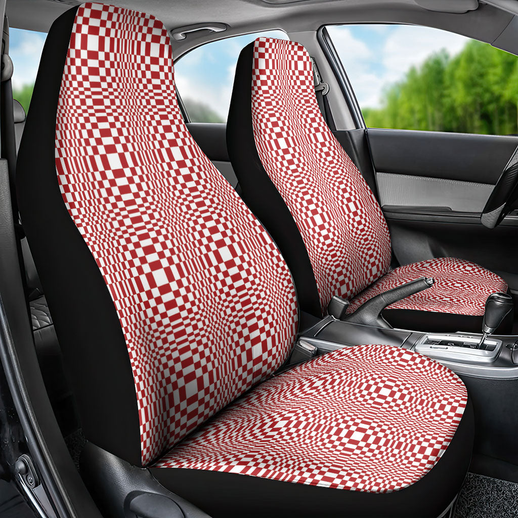Red White Filipino Binakol Motifs Car Seat Cover Mabuhay Philippines Festival Kusikus Pattern LT14 - Polynesian Pride
