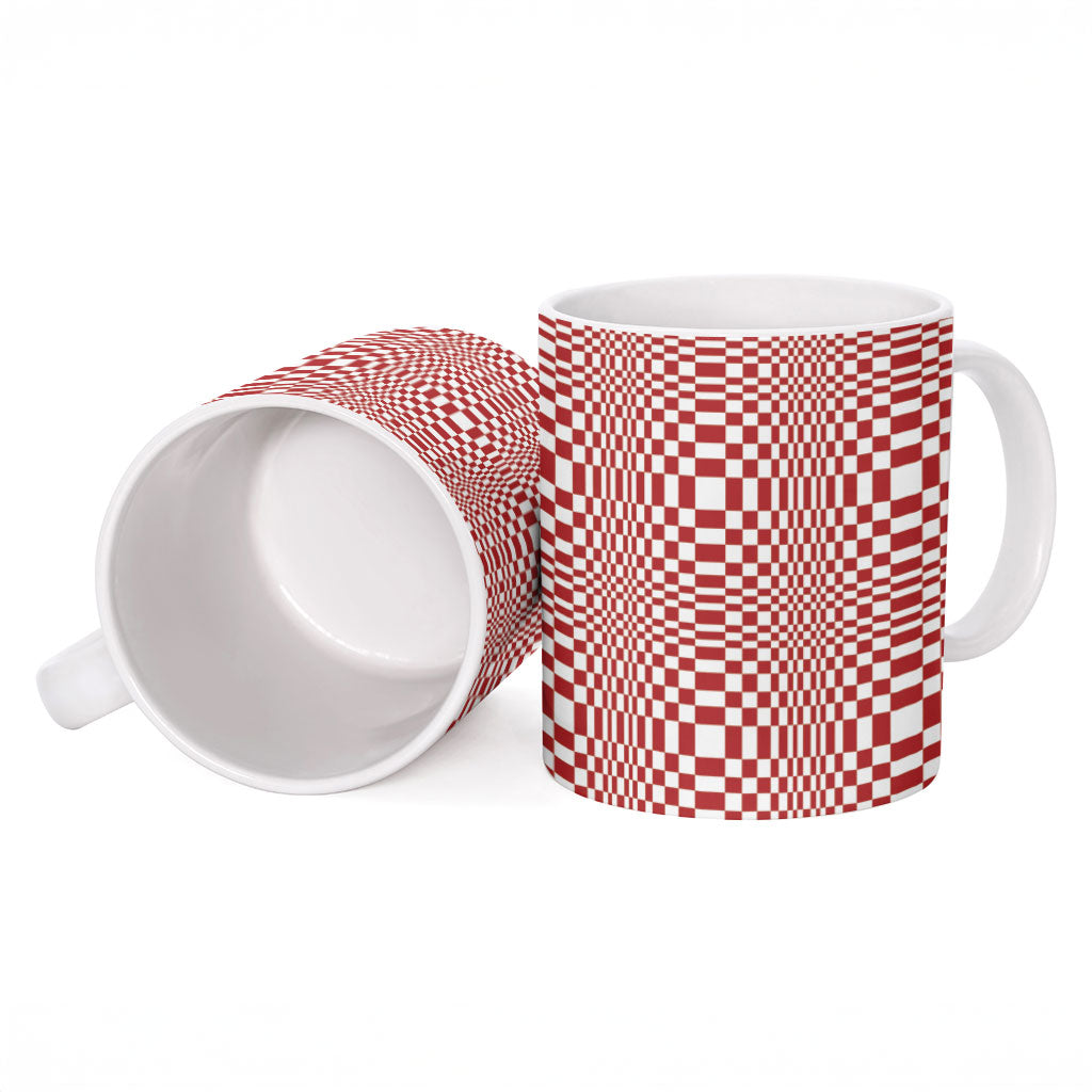 Red White Filipino Binakol Motifs Ceramic Mug Mabuhay Philippines Festival Kusikus Pattern LT14 - Polynesian Pride